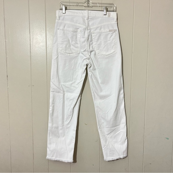 7 For All Mankind High Waist Cropped Straight White Jeans Size 29 - Picture 9 of 12